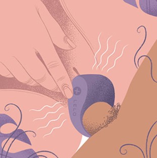 Ilustração do Lelo Tor 3 como anel peniano em utilização com vibração em contato com a vagina